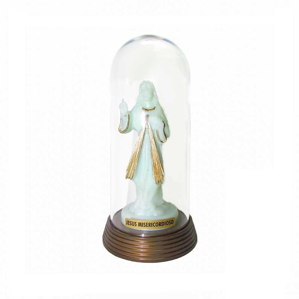 Imagem Fosforescente Jesus Misericordioso Com Redoma