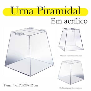 Urna Acrílico Sorteio Caixa Sugestões Pirâmide 20 X 20 Cm