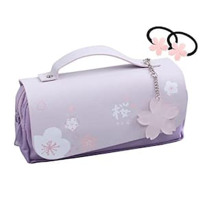 Bolsa de lápis JELLYEA Kawaii Cherry Blossom de grande capacidade rosa