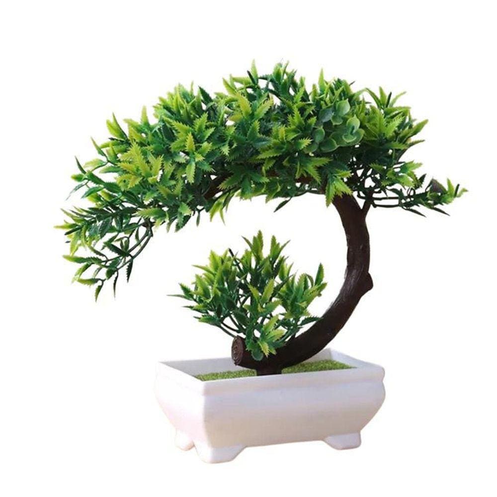 Vaso Planta Artificial Bonsai Flores Arco Ramo Folhas Verde