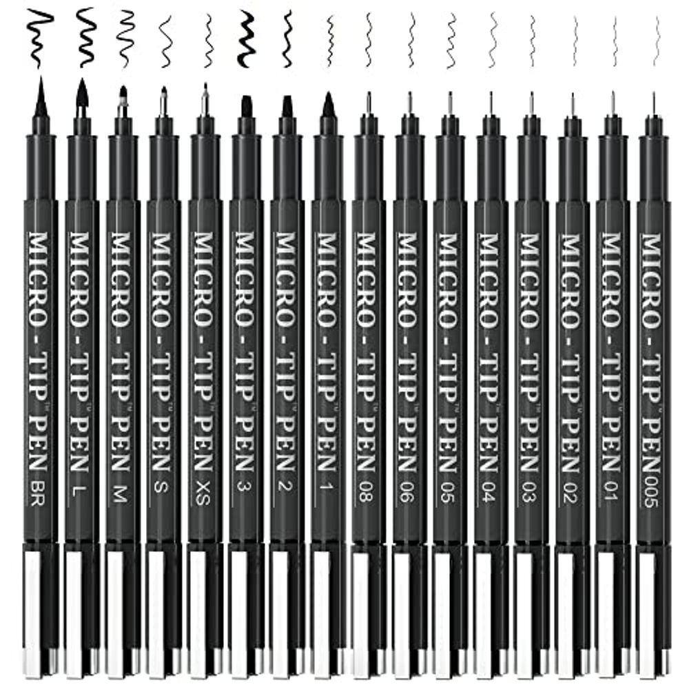 Canetas de caligrafia Tebik, pacote com 16 tintas pretas para escrever arte