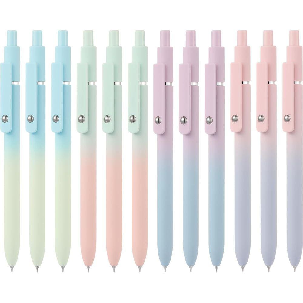 Canetas de gel LINFANC de 0,7 mm, tinta preta de ponto médio, pacote com 12