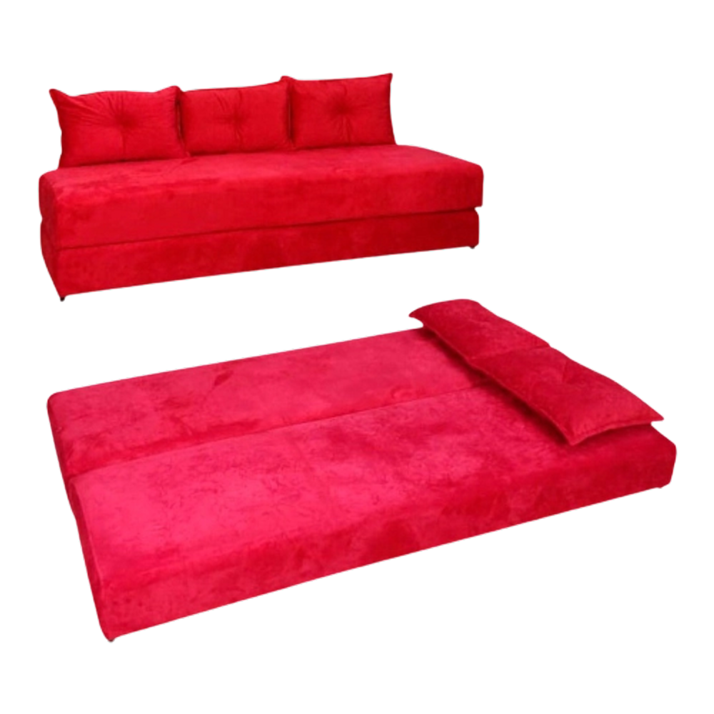 Sofá Cama Multiuso Vermelho Liso