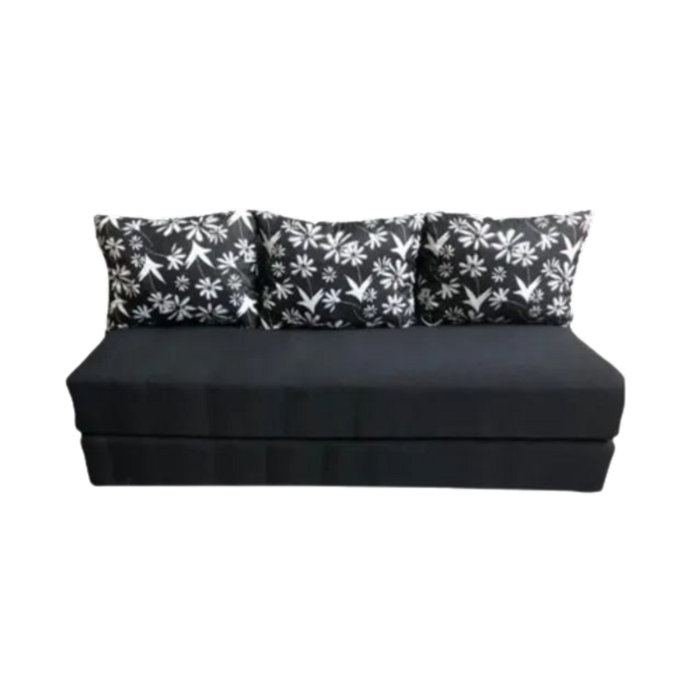 Sofá Cama Multiuso Preto Floral