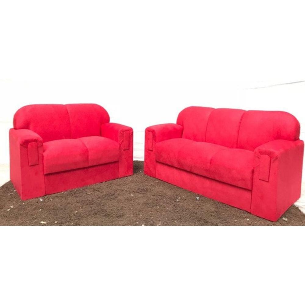 Jogo de Sofá 2 e 3 lugares Barato Suede Vermelho