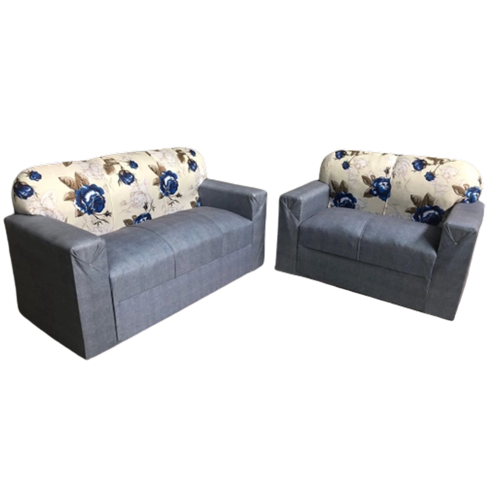 Conjunto de Sofá de 2 e 3 Lugares Cinza Estampado