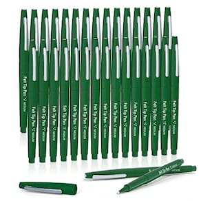 Canetas de feltro Lelix 30 verdes de 0,7 mm de ponta média para diário