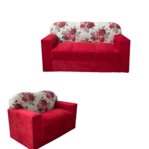 Conjunto de Sofá de 2 e 3 Lugares Vermelho Estampado