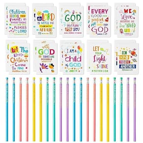Conjunto de cadernos e lápis BWKoss Bible Verse para crianças x40