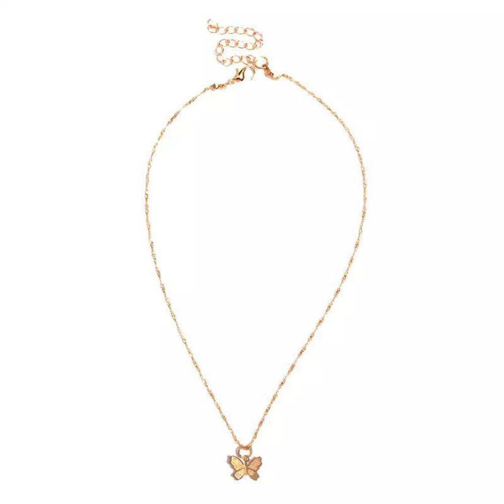 Colar Dourado Borboleta Delicado Pingente