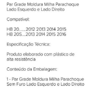 Par Moldura Grade Farol Milha Hb20 Hb20S 2012 A 2015 Preto