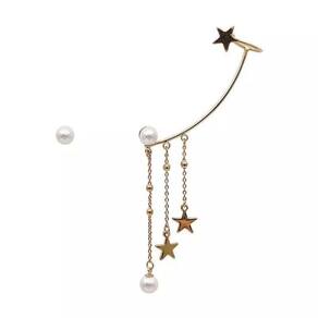 Brinco Pérola Delicado Estrela Dourado Par X1206