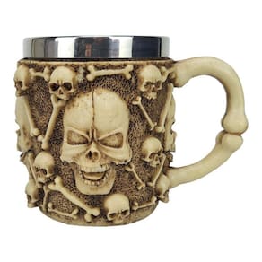 Caneca Divertida 3D Resina Caveiras Cabo Osso Chopp Cerveja