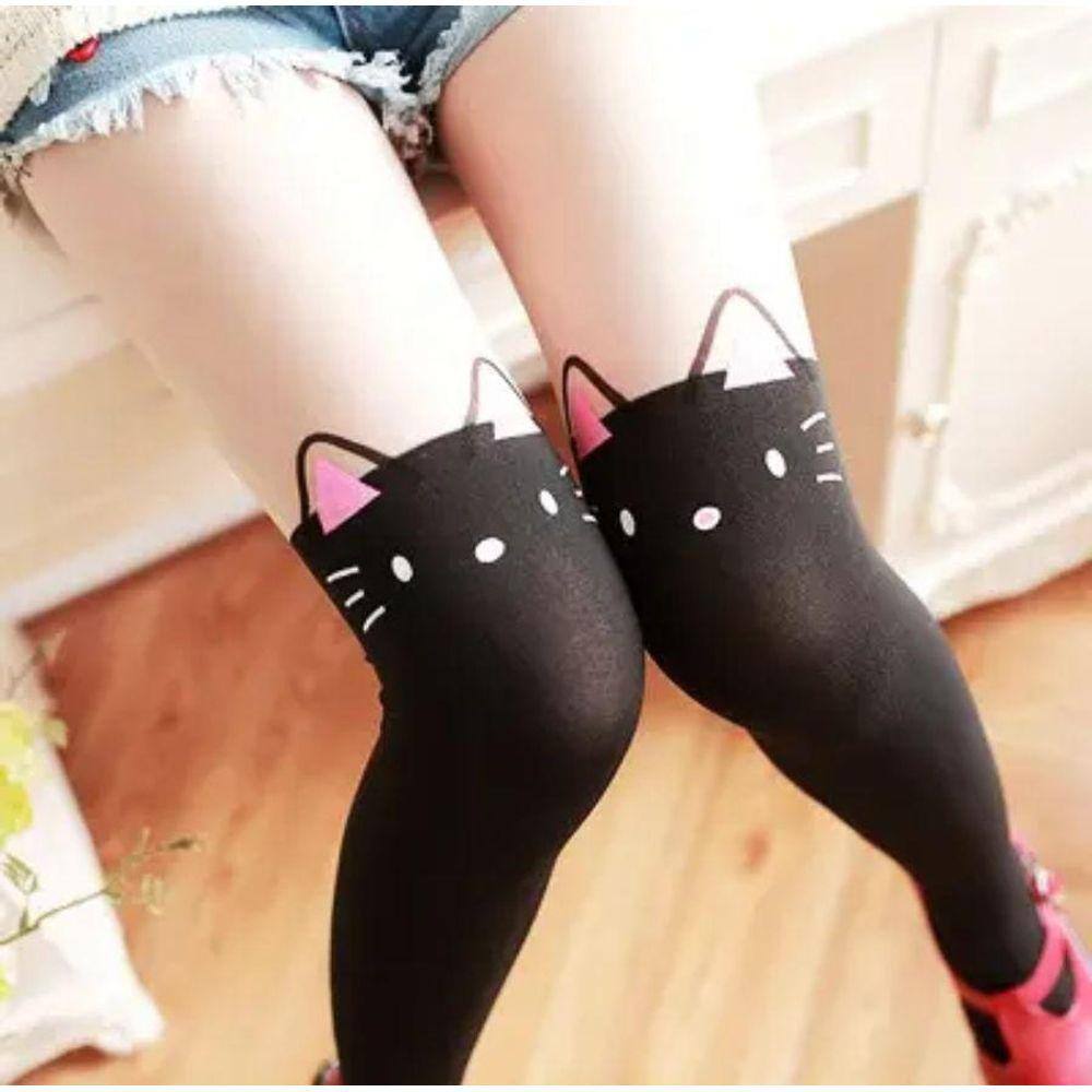 Acessório Cosplay Meia Calça 3D Gatinha Kitty Laços Anime