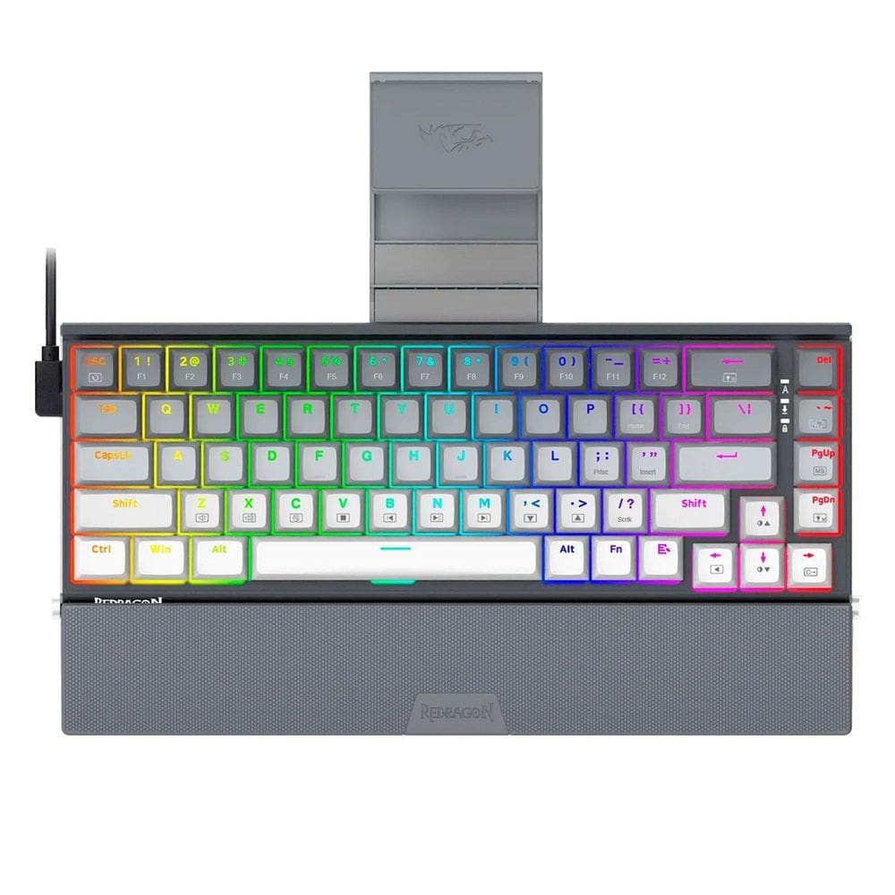 Teclado Redragon K641G Shaco Rgb Sw Brown Preto E Cinza