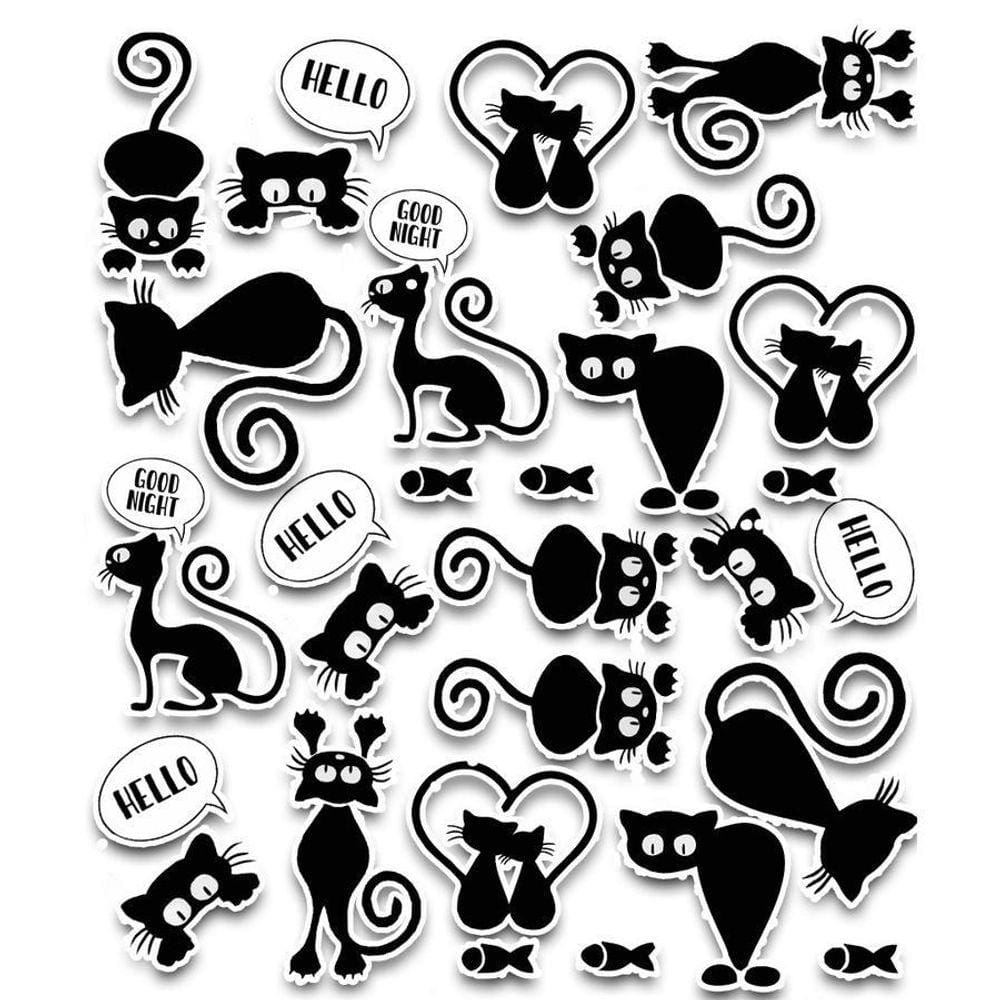 Cartela C/40 Adesivos Gatinhos