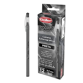 Caneta Esferográfica 0.7Mm Preta Smart Caixa Com 12 Peças