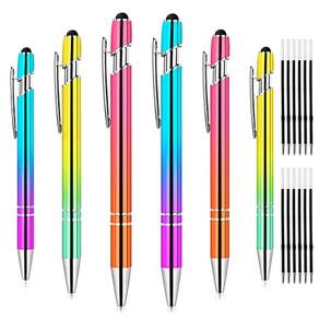 Canetas esferográficas AUAUY 2 em 1 Stylus com 12 recargas, 6 unidades