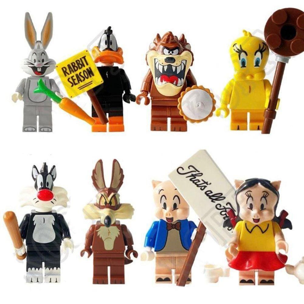 Kit 8 Bonecos Blocos De Montar Looney Tunes Acme Space Jam