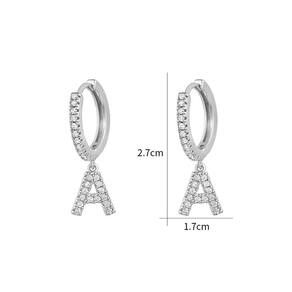 Brinco Prateado Letra Y Alfabeto Argola Strass S1633