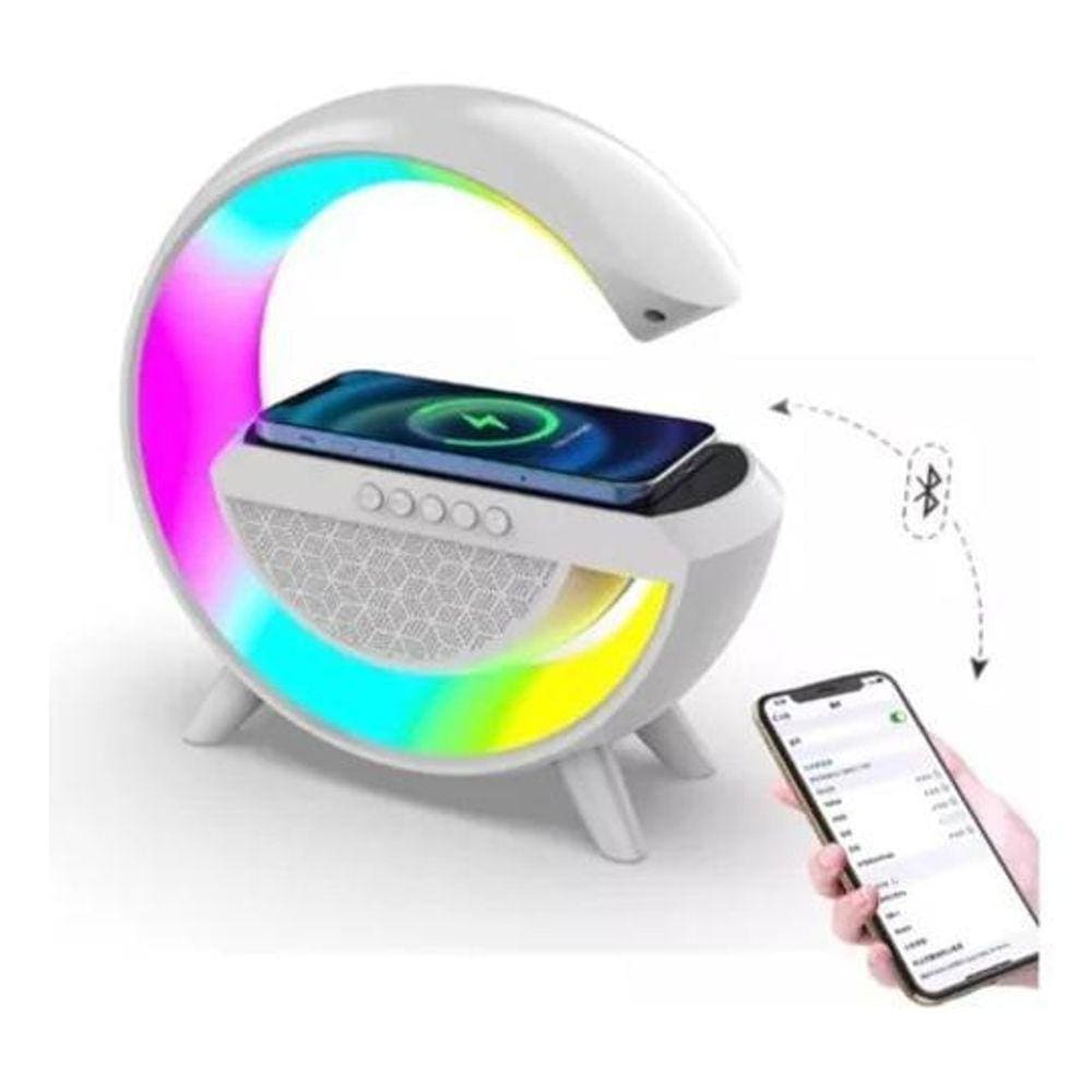 Luminária Led Rgb Caixa De Som Carregador Indução
