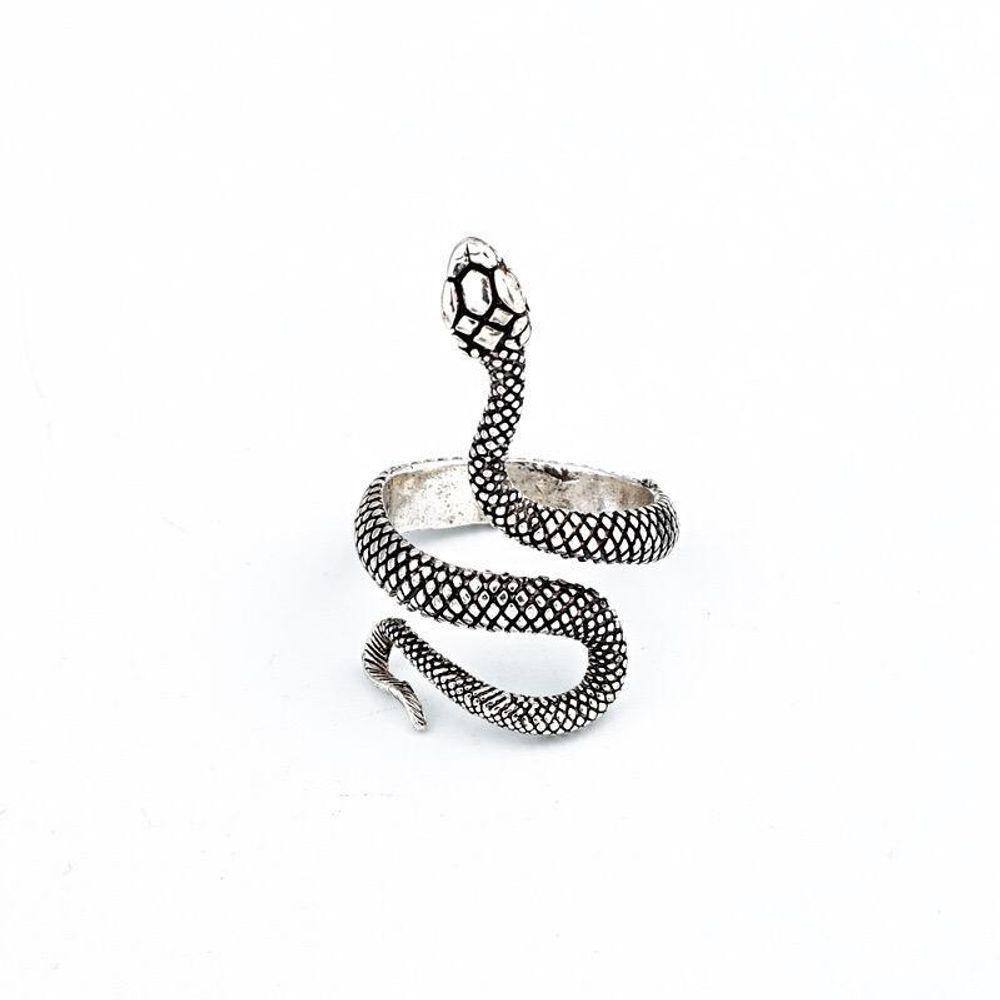 Anel Prateado Ajustável Cobra Snake Serpente Punk Rock