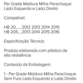 Par Moldura Grade Farol Milha Hb20 Hb20S 2012 A 20