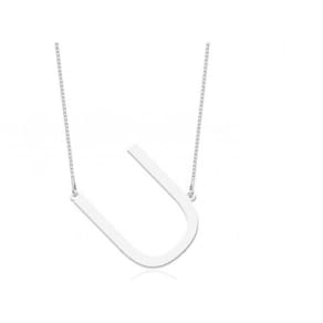 Colar Prateado Letra U Delicado E7332