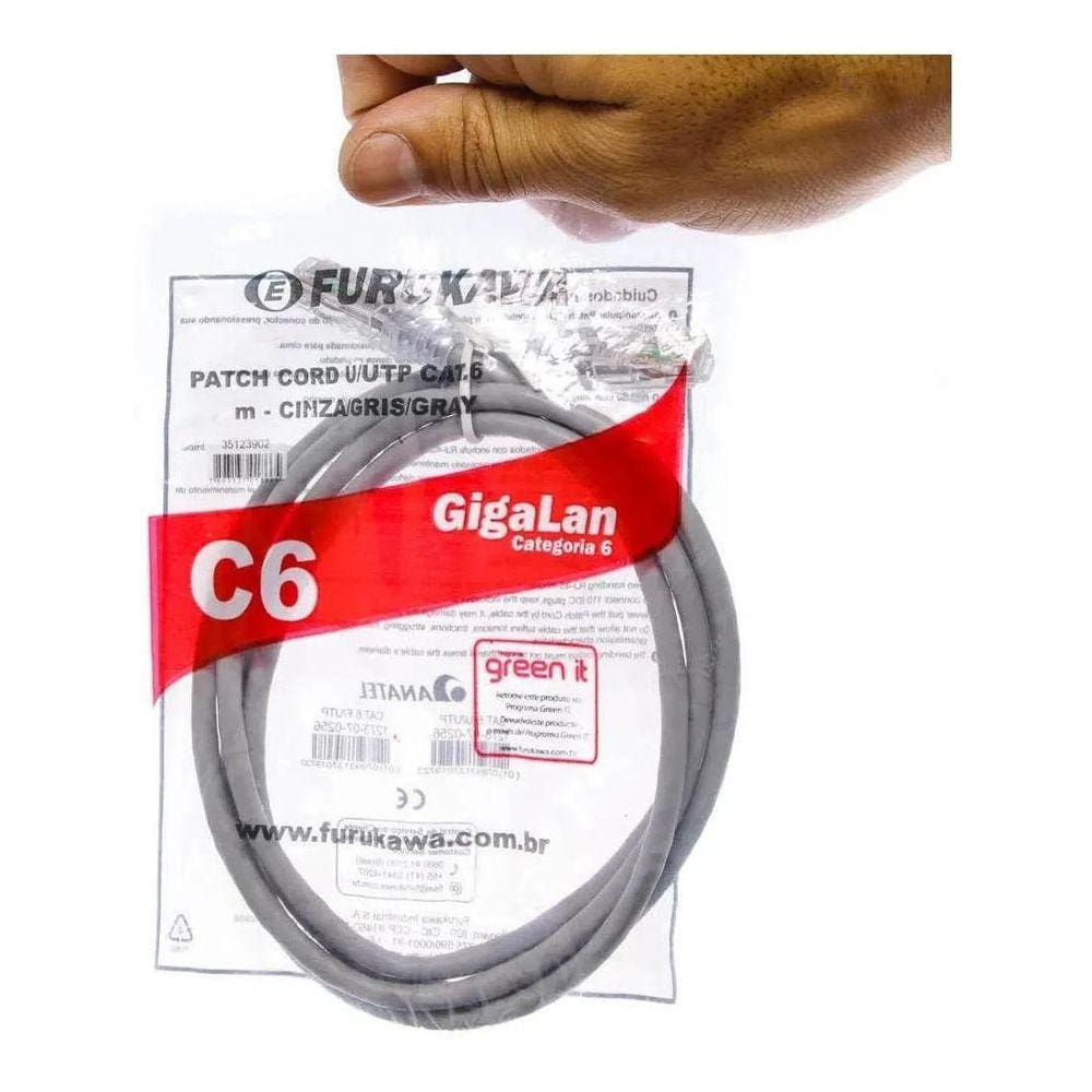 Patch Cord Cat6 Gigalan Cinza 2,50 Metros Furukawa
