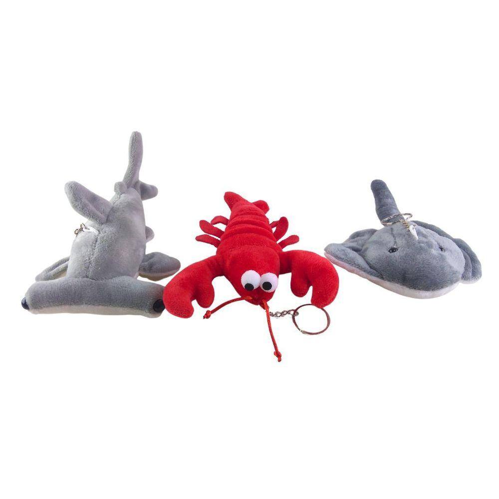 Kit 3 Chaveiros Pelúcia Plush Bichos Do Mar Presente