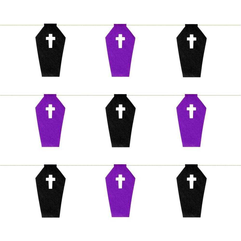 Kit Bandeirinha Halloween Caixão Pretoroxo 10 Pacotes 5
