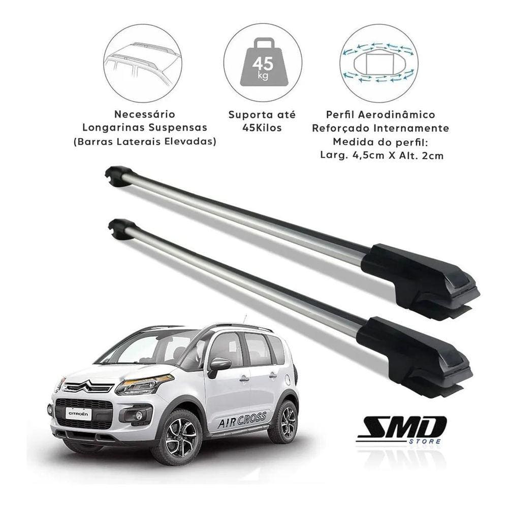 Rack Travessa Teto Citroen Aircross 2010 Em Diante Prata