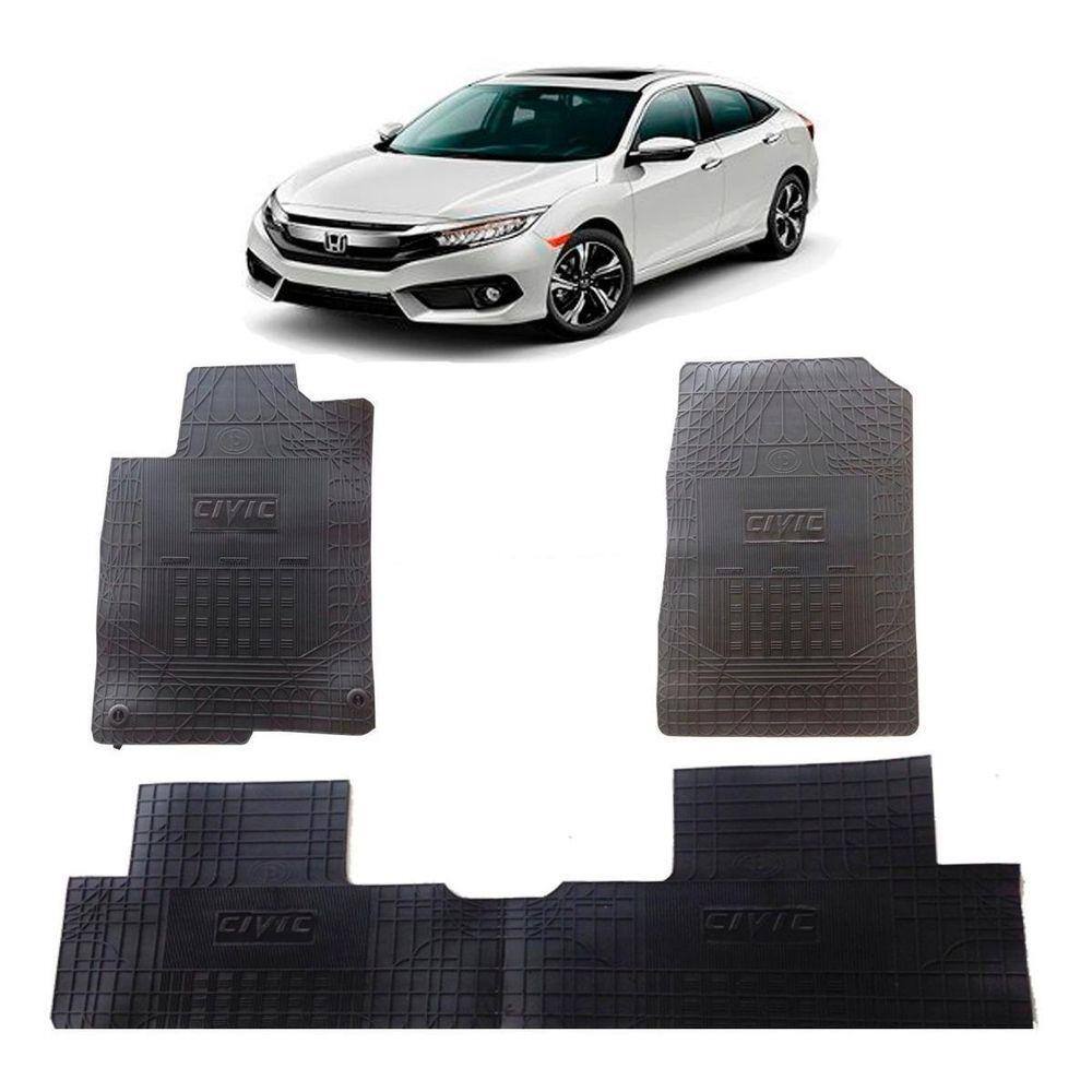 Jogo Tapete Interno Reforçado New Civic 2017 Em Diante Preto