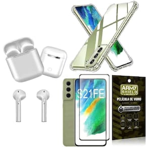 Caa Samsung S21 Fe + Fone De Ouvido Bluetooth + Película 3D