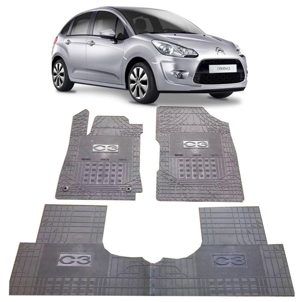 Jogo Tapete Interno Reforçado Citroen C3 2013 A 2017 Preto
