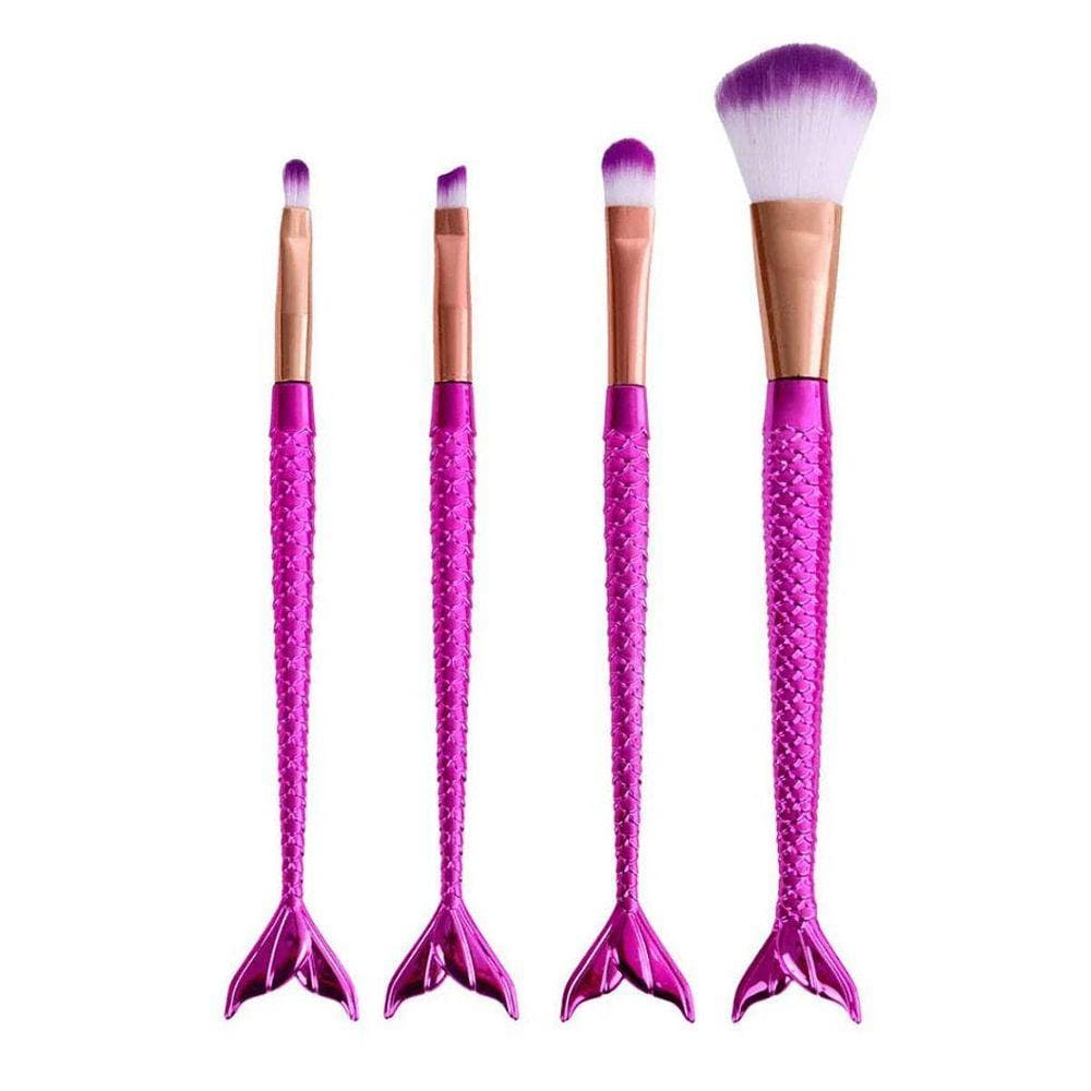 Pincéis De Sereia Kit Com 4 Unidades - Rosa