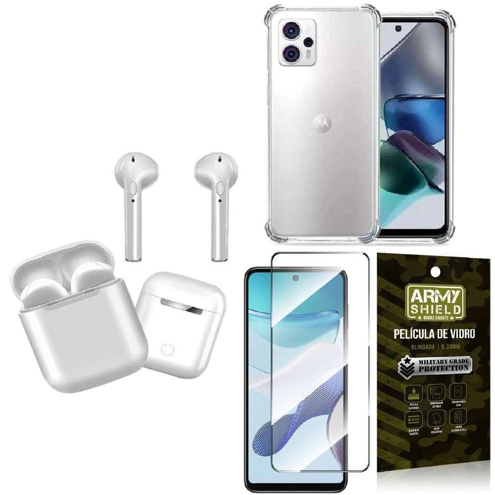 Capinha Moto G23 + Fone De Ouvido Bluetooth + Película 3D