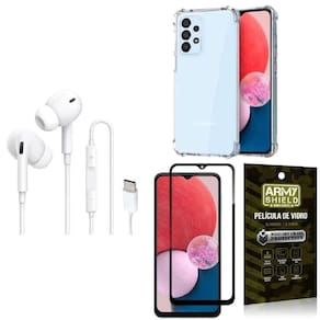 Capinha Samsung A13 4G + Fone Tipo C Intra + Película 3D