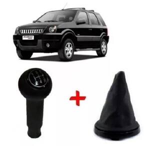 Manopla Câmbio Lente Coifa Aro Preto Ecosport 2003 A 2007