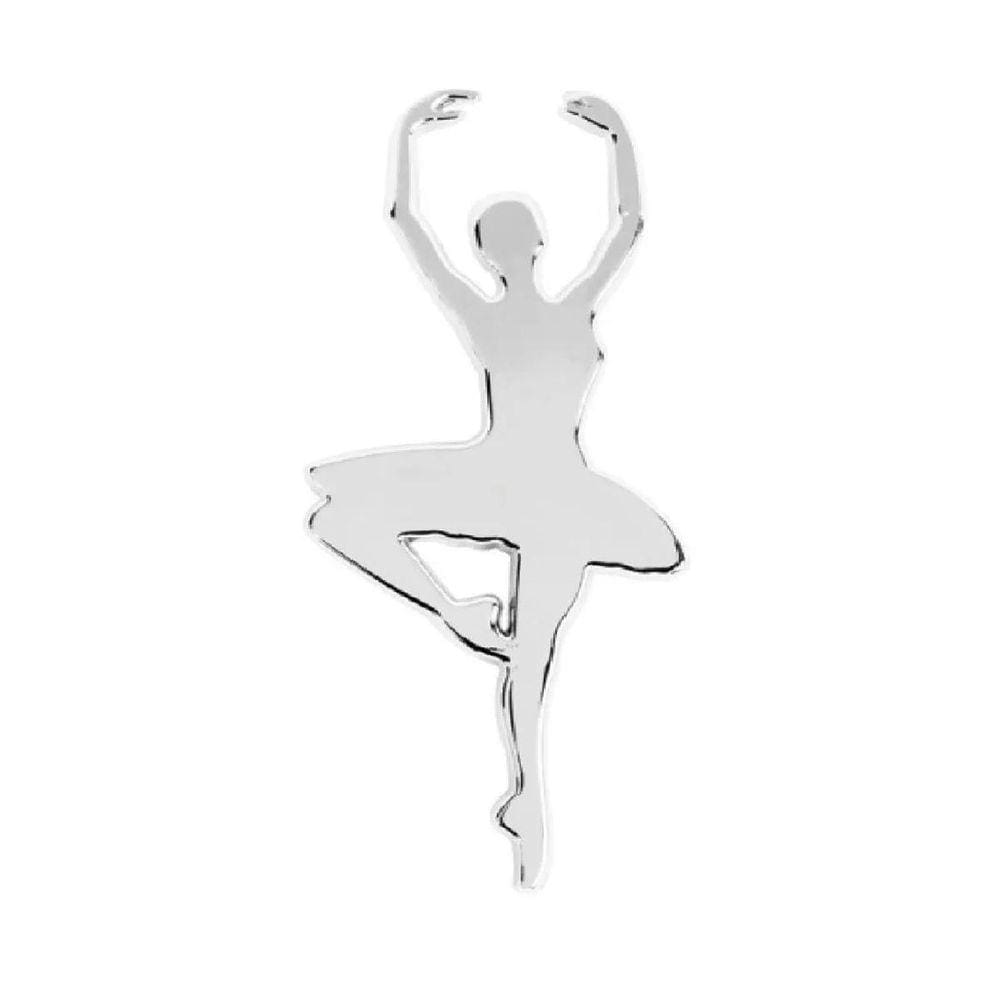 Emblema Adesivo Alto Relevo 3D Bailarina Balé Cromado