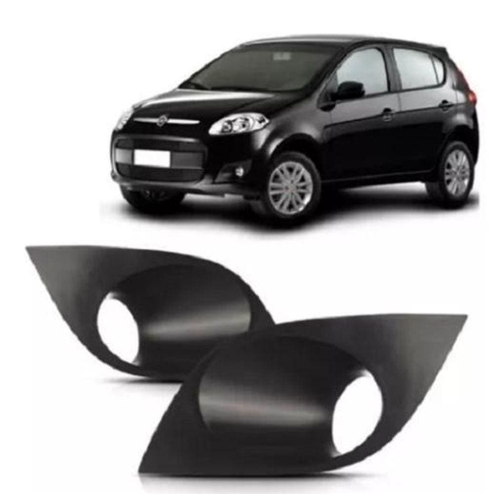 Par Grade Moldura Milha Preta Com Furo Palio G5 2012 A 2018