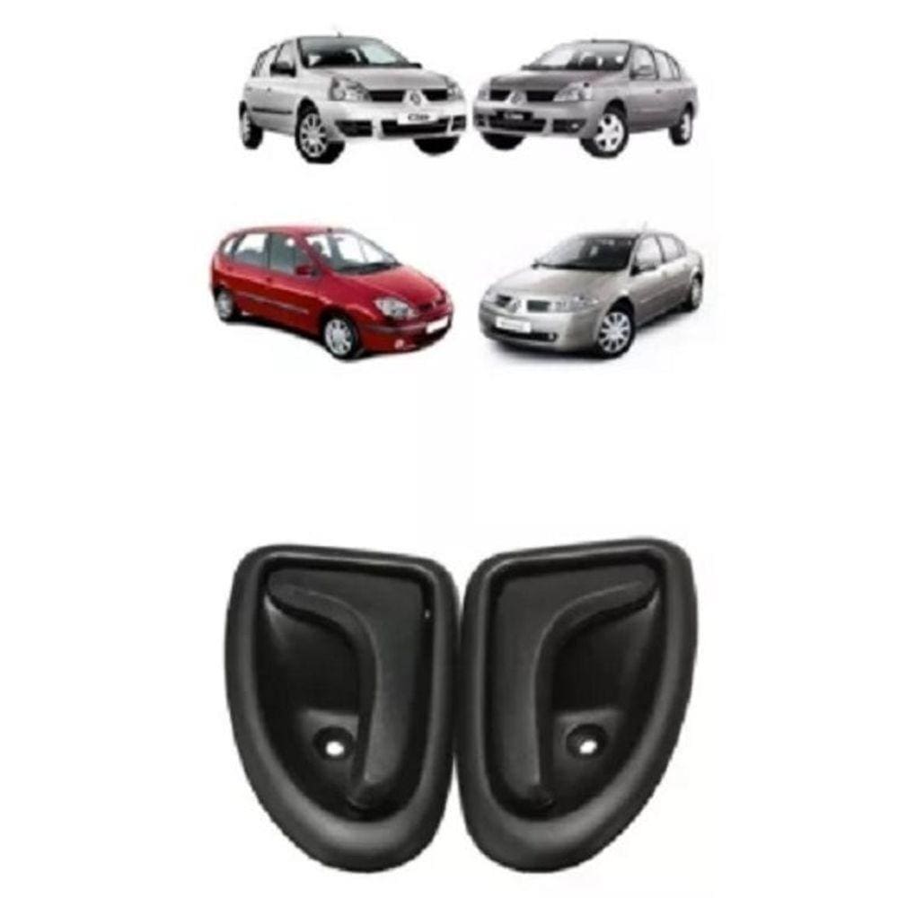 Par Maçaneta Puxador Gatilho Porta Clio Scenic Megane Preto