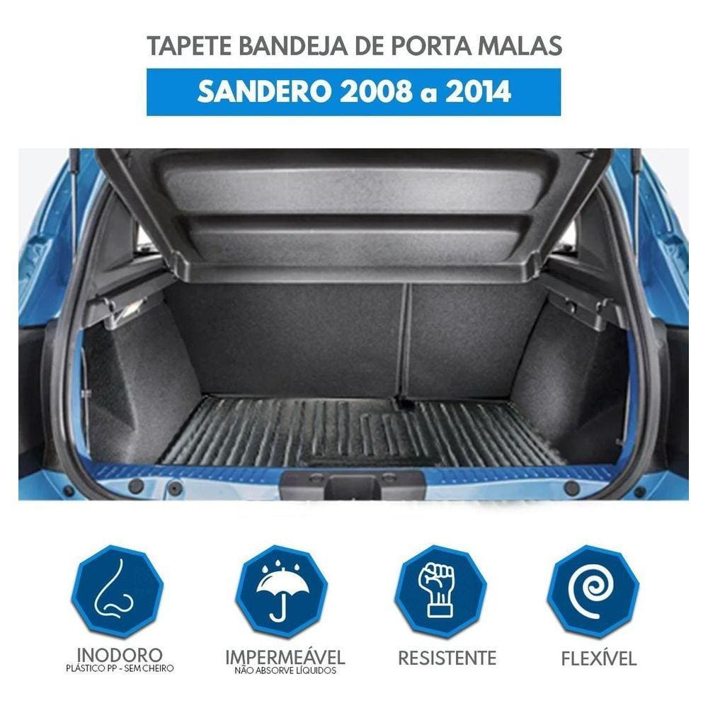 Tapete Bandeja Porta Malas Renault Sandero 2007 A 2014 Preto