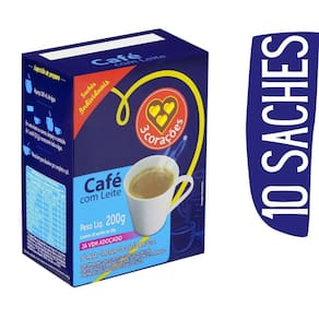 Mistura Café Com Leite Em Sachê 3 Corações 20G - 10 Und