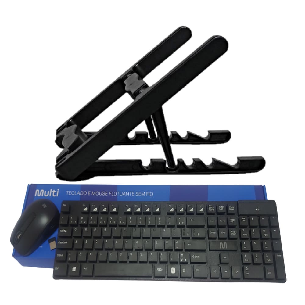 Suporte Notebook + Teclado E Mouse Sem Fio Multilaser Tc251