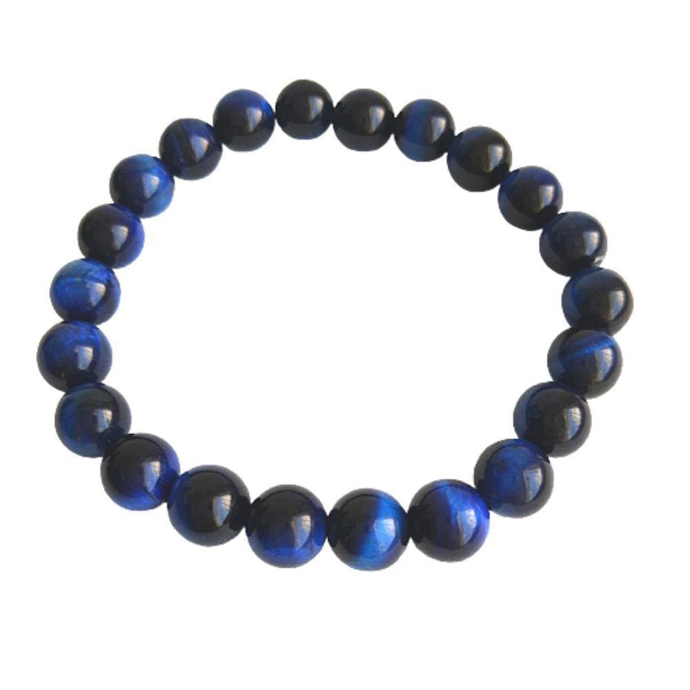 Pulseira Pedra Natural Olho De Tigre Azul