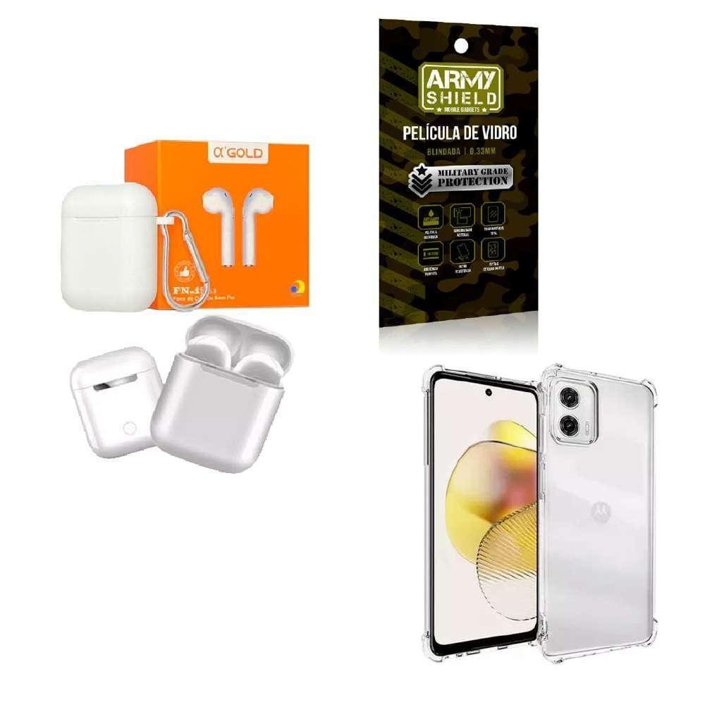 Capinha Moto G73 + Fone De Ouvido Bluetooth + Película 3D