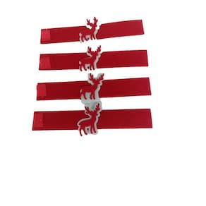 Porta Guardanapo De Feltro Rena Vermelho 18Cm 4 Unidades