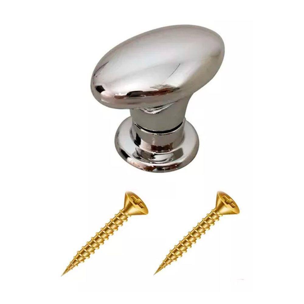 10 Puxador De Móvel Pequeno Oval Cromado Parafuso De Fixação