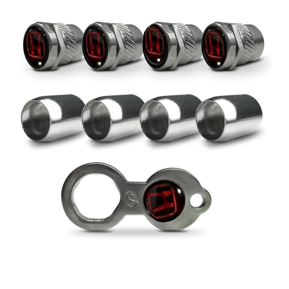 Bico Pneu Pino Roda Válvula Antifurto Honda Vermelho Metal